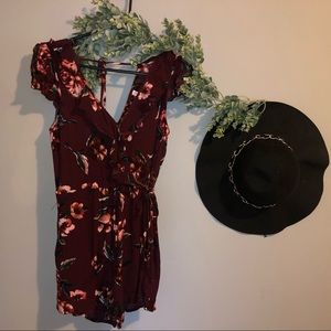 ADORABLE MAROON FLORAL ROMPER